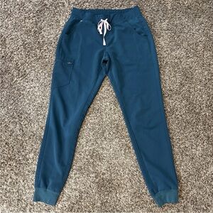 FIGS High Waisted Zamora Jogger Scrub Pants Womens M Tall Teal Nurse Medical